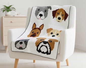 C2C Crochet Dog Blanket Pattern, Six Dog Breeds, Pet Lover Afghan PDF