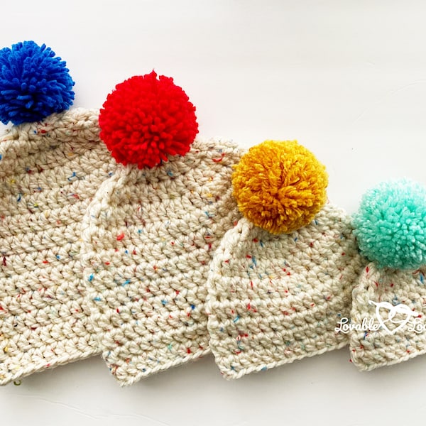 4 Sizes Bulky Hat Crochet Pattern ONLY | Crochet Beanie Pattern | Preemie, Baby, Child & Adult Sizes Super Bulky Beanie Hat Crochet Pattern