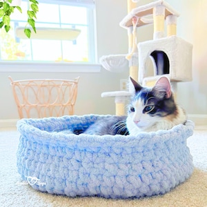 Cozy Crochet Cat Bed Pattern • Crochet Pet Bed • Crochet Dog Bed • Crochet Cat Basket • Kitty Pod • Cat Nest • Cat Hideaway • Plush Cat Bed