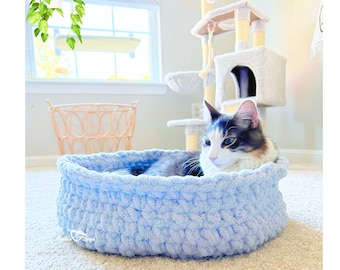 Cozy Crochet Cat Bed Pattern • Plush Kitty Pod (PDF Pattern)