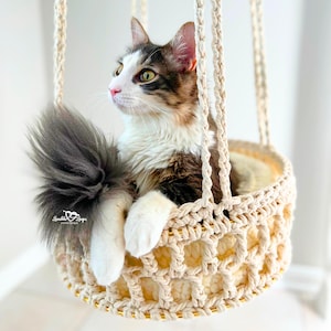 Boho Crochet Hanging Cat Bed Pattern • Chunky Yarn Hammock (PDF Pattern)