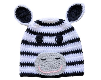 Zebra Crochet Hat Pattern, Baby to Adult Sizes (Digital Download)