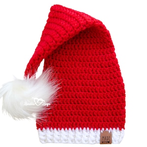 Patrón de crochet para gorro de Papá Noel para bebé en 3 tamaños • Gorro de Papá Noel tejido a crochet para bebé • Patrón de gorro de Papá Noel tejido a crochet • Gorro de Papá Noel para recién nacido • Gorro de Papá Noel para bebé