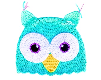 3 tailles de motif au crochet de bonnet hibou UNIQUEMENT | Modèle de bonnet hibou au crochet | Bonnet hibou au crochet pour tout-petits, enfants et adultes | Bonnet hibou