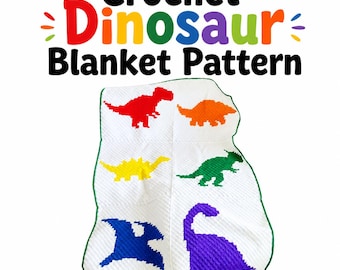 C2C Dinosaur Crochet Blanket Pattern | Kids Room Decor (Digital Download)