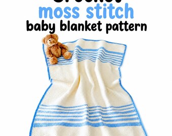 Babydecke im Moosstich-Muster, einfache Häkelanleitung (PDF), Leinen-Afghan