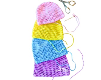 Easy Crochet Baby Hat Pattern | Beginner Beanie, 4 Sizes (Digital Download)