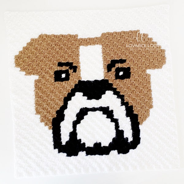 Dog Crochet Pattern | corner to corner (c2c) English Bulldog l Dog Crochet Pattern | Crochet Dog Animal Graphs | Crochet Bulldog Dog Pattern