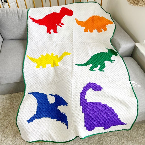 Dinosaur Blanket Crochet Pattern Crochet Dino Blanket Pattern Crochet Dinosaurs C2c Crochet Dino Squares Crochet Dinosaur Blanket Etsy