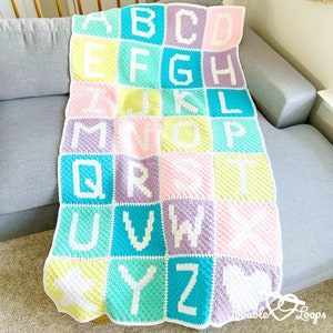 Crochet Alphabet Letters Blanket Pattern | Crochet Letters Pattern | Alphabet Pattern | C2C Crochet Blanket Pattern | Crochet Baby Blanket