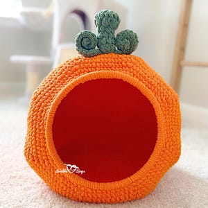 Cozy Pumpkin Crochet Cat Bed Pattern • Cat Pod Pattern • Cat Cave Pattern • Cat House Pattern • Kitty Pod • Pet Cave • Pet Bed Small Dog Bed