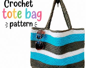 Crochet Tote Bag Pattern | Striped Summer Beach (PDF Pattern)