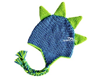 3 tailles Dinosaure Spike Hat Crochet UNIQUEMENT | Modèle de chapeau de dinosaure au crochet | Bonnet dinosaure au crochet pour tout-petits, enfants et adultes