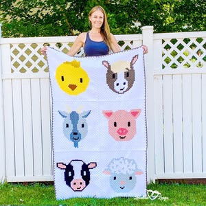 C2C Farm Animal Blanket Crochet Pattern | Barnyard Baby Blanket PDF | Corner to Corner Animal Afghan Design | Digital Download Pattern