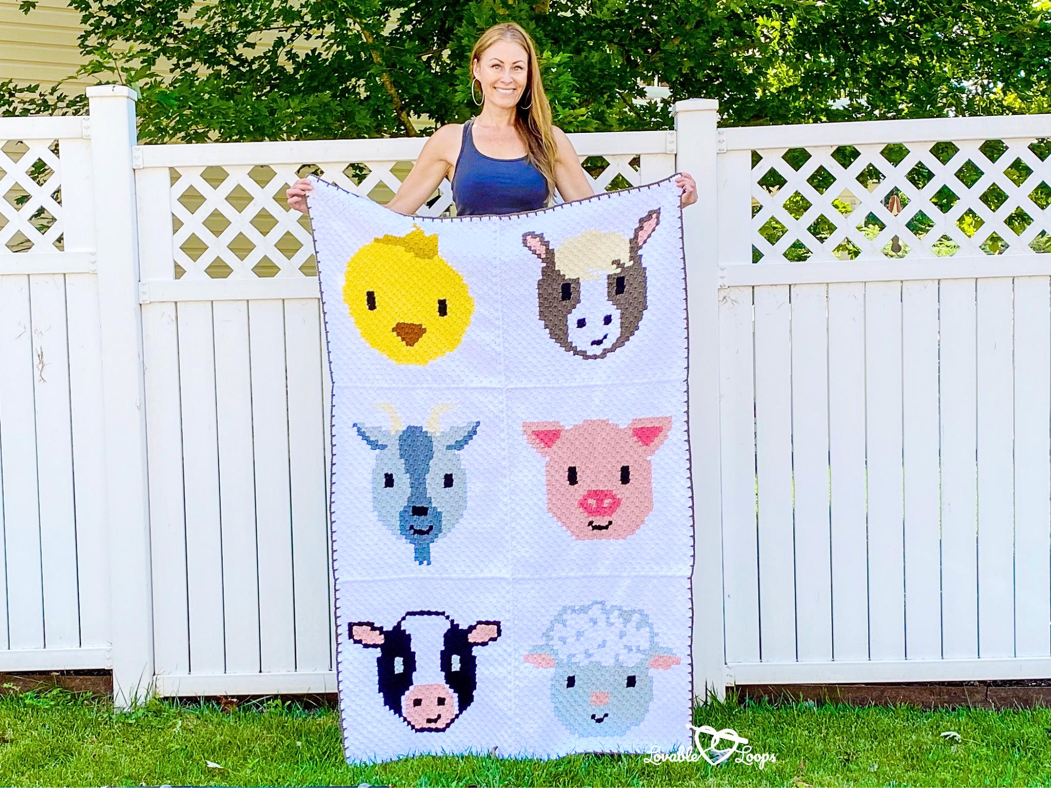 37 Horse Crochet Patterns: Amigurumi Horses, Ponies, Hobbyhorses, and More 17 C2C Crochet Farm Animal Blanket