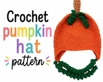Häkelanleitung für eine Kürbismütze, Herbstmütze (PDF), Halloween-Mütze in Baby- bis Erwachsenengrößen