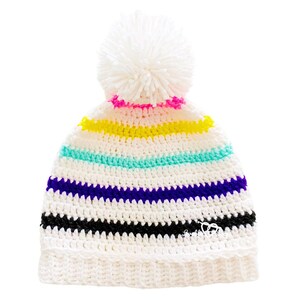 Bonnet couleur pop motif crochet | Modèle de base au crochet de chapeau | Modèle de bonnet au crochet pour enfant et adulte | Bonnet au crochet avec bord et pompon