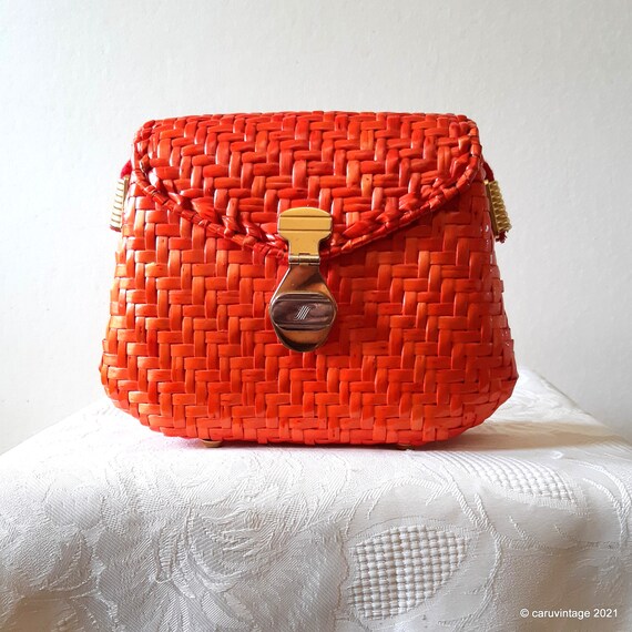 Buy Jaeger Red orange Woven Wicker Shoulder Bag With Long Cord Strap Online in India Etsy