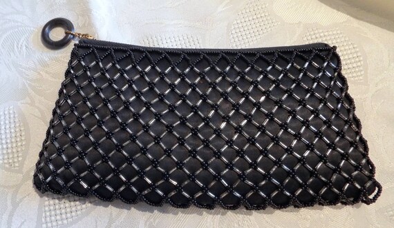 black beaded clutch bag