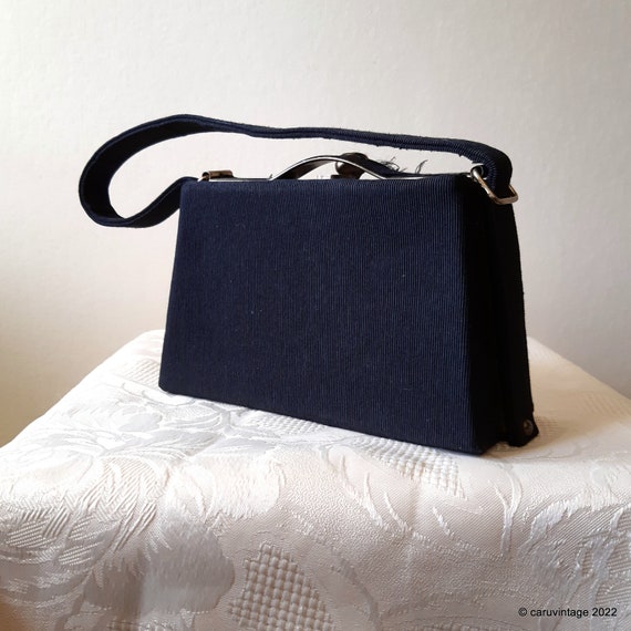 Vintage Bennett bag black grosgrain boxy evening … - image 6