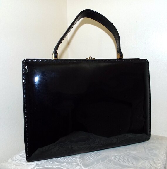 vintage black patent leather handbags