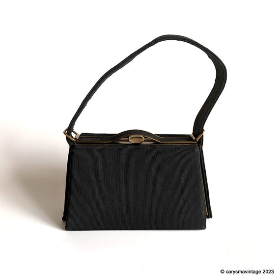 Vintage Bennett bag black grosgrain boxy evening … - image 1