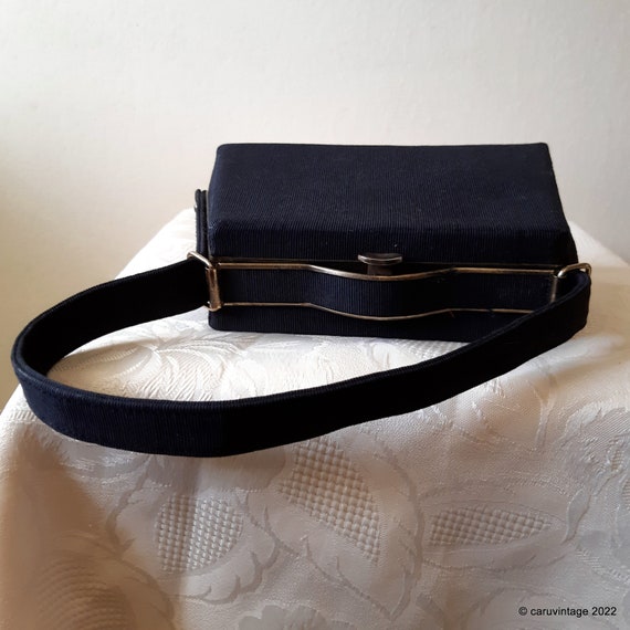 Vintage Bennett bag black grosgrain boxy evening … - image 5