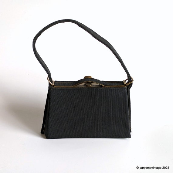 Vintage Bennett bag black grosgrain boxy evening … - image 2