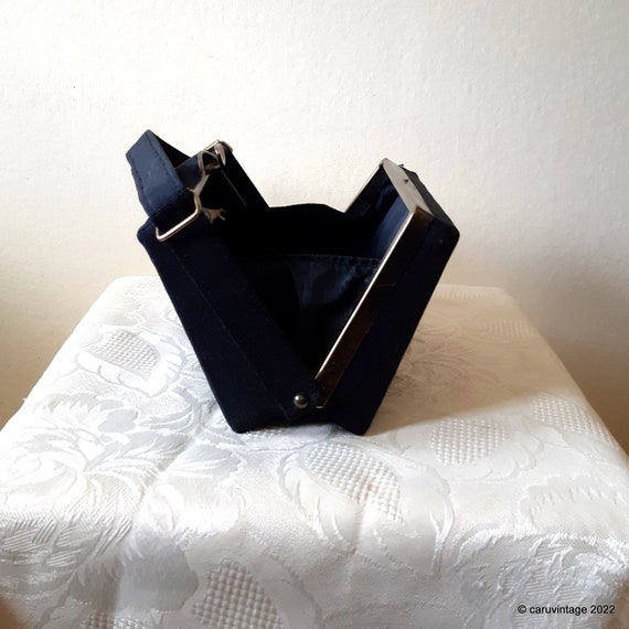 Vintage Bennett bag black grosgrain boxy evening … - image 9