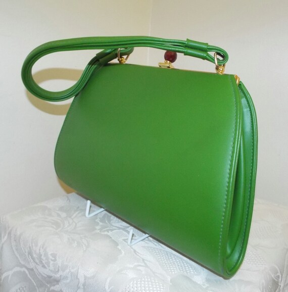 Vintage bright green vinyl handbag