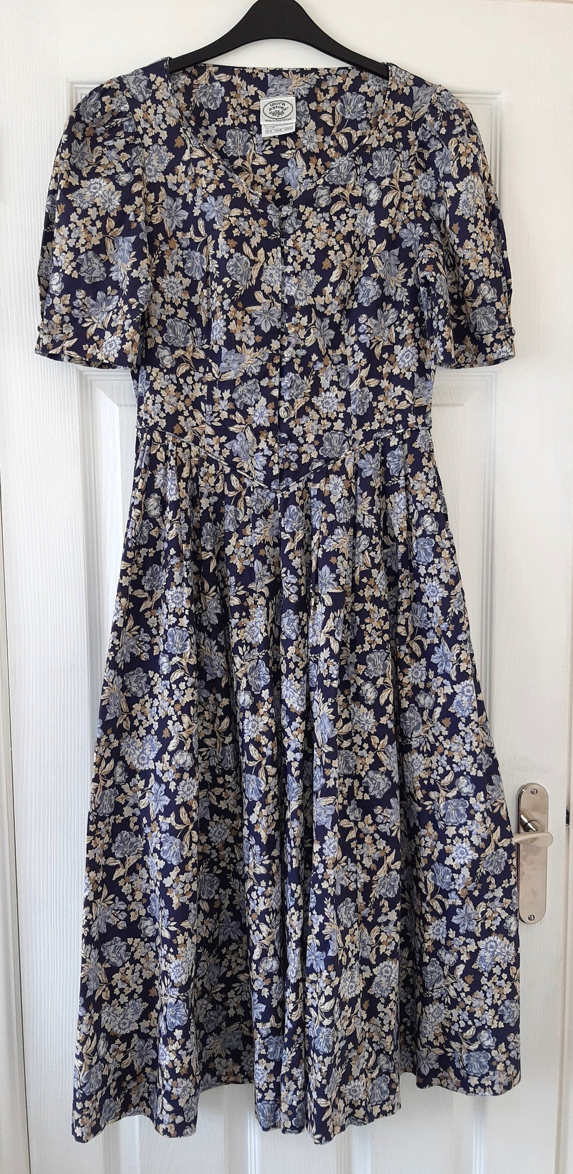 Vintage Laura Ashley navy blue ditsy floral cotton summer | Etsy