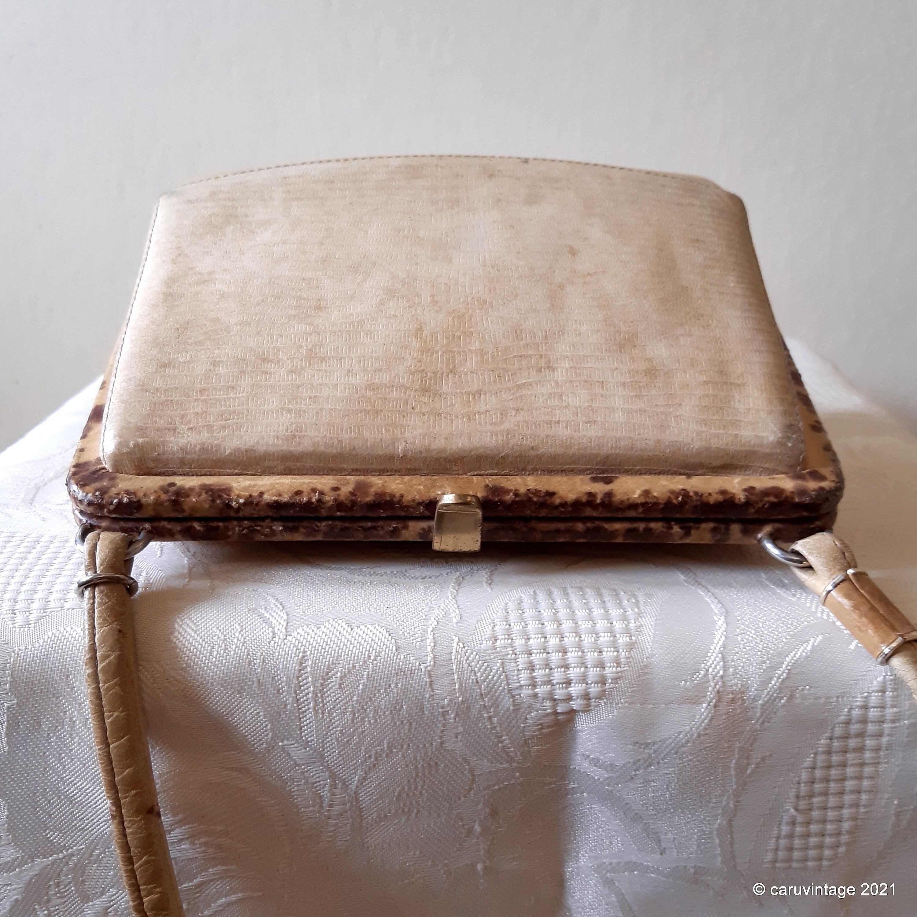 Vintage Coccinella West Germany mustard beige leather rigid Etsy