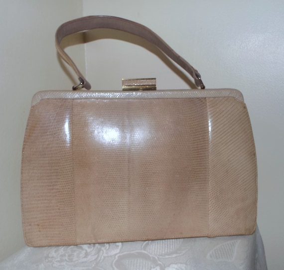 Vintage Mappin and Webb blonde reptile kelly bag