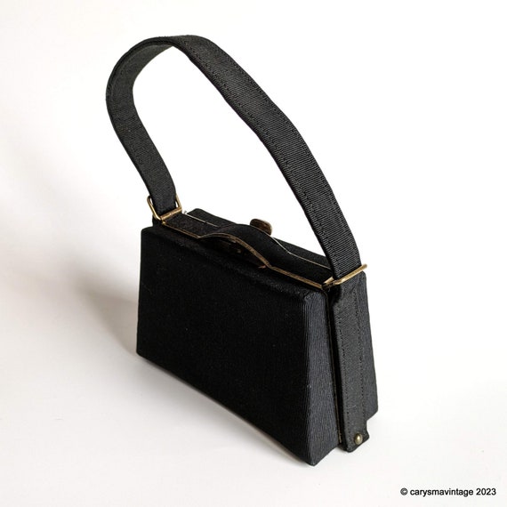 Vintage Bennett bag black grosgrain boxy evening … - image 3