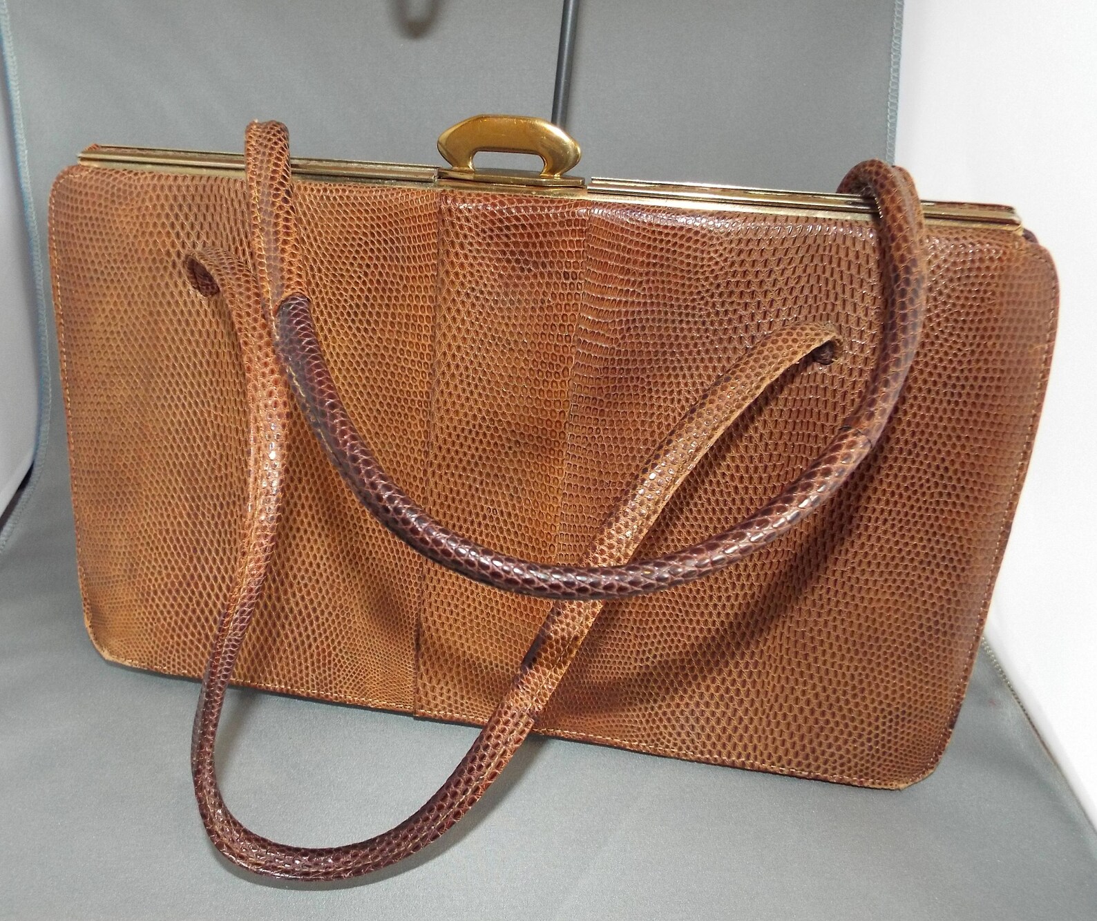 Sac à Main Vintage PIERRE MARTIN En Cuir Reptile Bordeaux - Années 60, Ancien De Hermès - Occasion