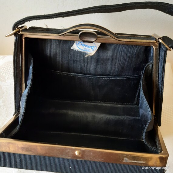 Vintage Bennett bag black grosgrain boxy evening … - image 8