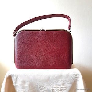 Vintage 50er/60er Jahre weinrote Starrbox Tasche mit Eingriff