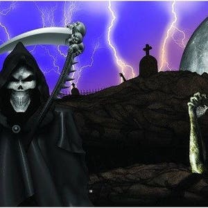 Grim reaper graveyard purple lightning tailgate wrap vinyl graphic decal