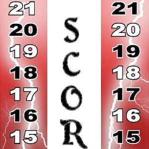 Red lightning score keeper cornhole board game vinyl graphic decal set