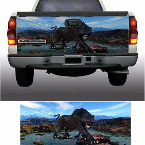 Mountain scenery black panther tailgate wrap vinyl graphic decal