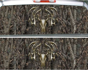 Deer skull oak ambush camouflage hunting vinyl graphic decal
