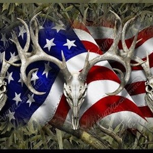 American flag buck skull marshland camouflage truck tailgate wrap