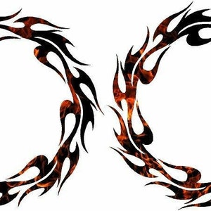 Tribal flame circle  cornhole board game vinyl graphic decal set