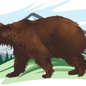 Brown bear mountains camper RV motor home mural vinyl graphic decal sticker