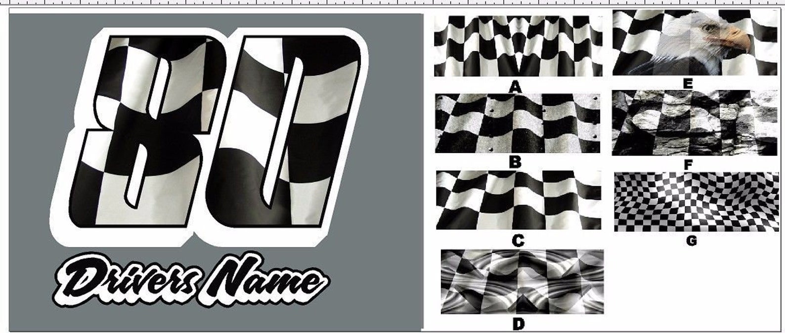 Checkered Racing Flag Go Kart Number Decal Vinyl Graphic Etsy