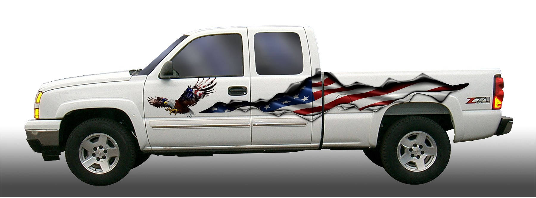 American flag eagle tear rip  vinyl graphic decal set truck trailer rv motorhome go kart semi