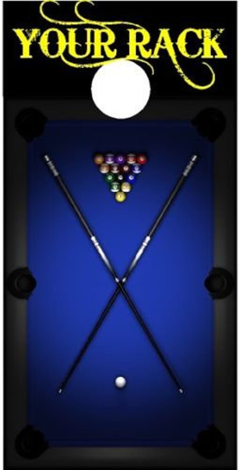 Billiards Pool Your Rack Cornhole game decal wrap set