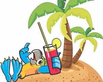 Parrot drink beach vinyl graphic decal sticker window rv motorhome toolbox golf cart