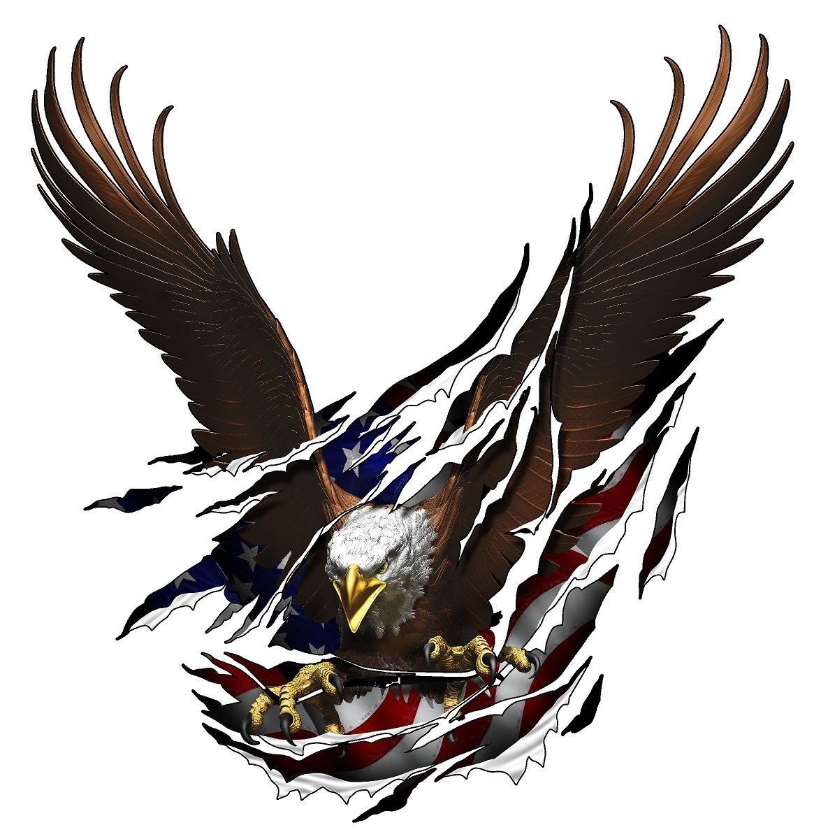 American Flag Eagle Rip Tear Race Car Go Kart Golf Cart Helmet Tool Box Decal Camper Rv Motor Home Mural Graphic