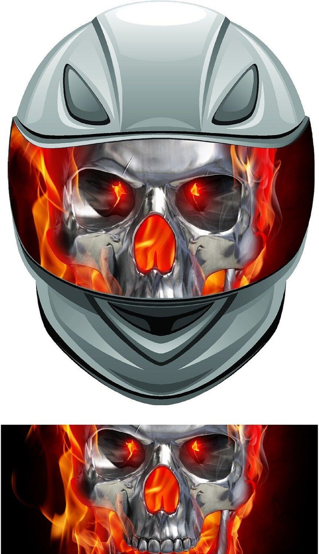 Skull Flames Fire Helmet Visor Wrap Tint Vinyl Graphic Decal Style A - Etsy